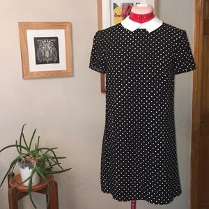 Collared polka dot mini dress (lined) sz SM
